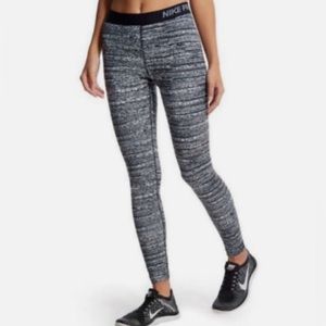 Women’s Nike pro dri fit fleece lined leggings, size medium black white and grey